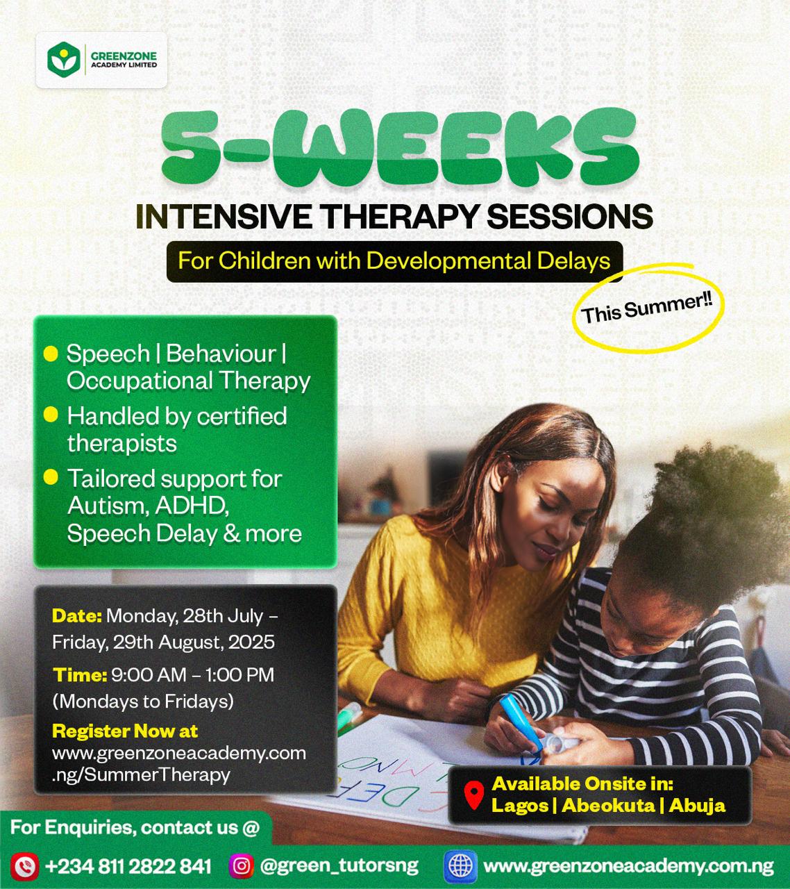 5-Weeks Intensive Therapy Sessions